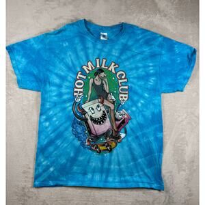 Hot Milk Club Tie Die Blue Cotton T-Shirt Mens Large